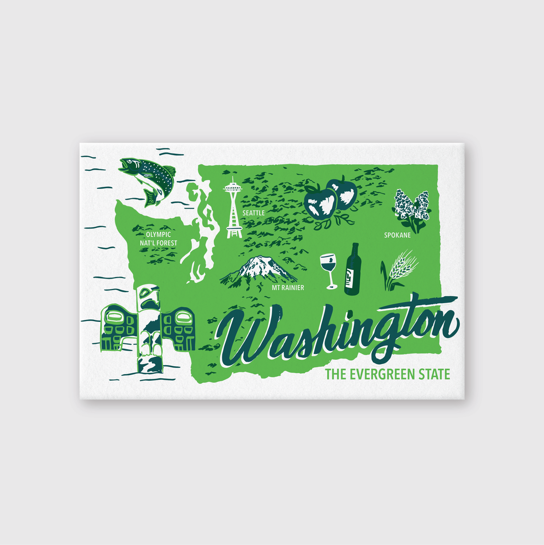 Evergreen WA Map Postcard