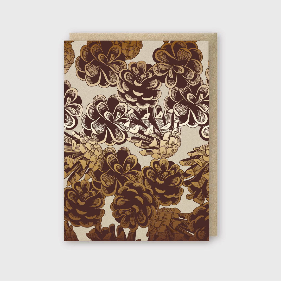 Copper Foil Pinecones Greeting Card