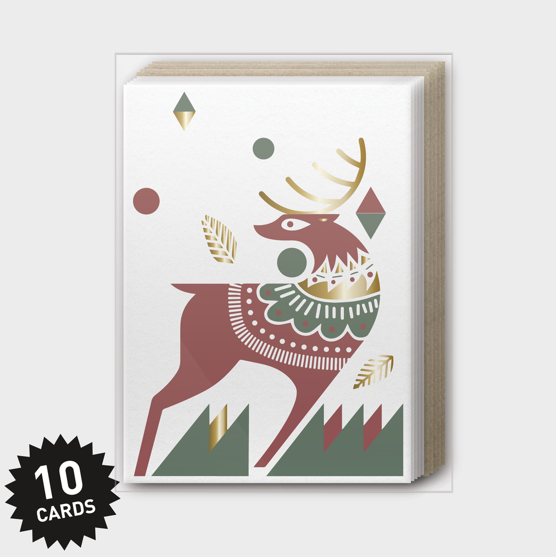 Box Set of 10 - Geo Deer Greeting Card