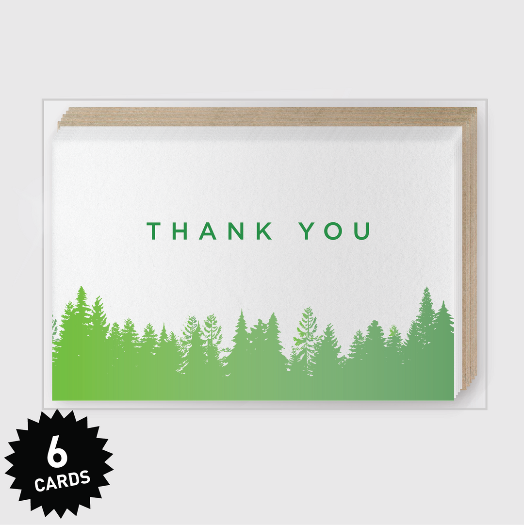 Thank You Split Ink Trees Greeting Cards - Box Set of 6
