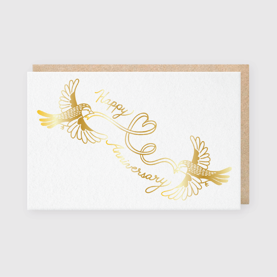Happy Anniversary Foil Doves Greeting Card (*Ltd)