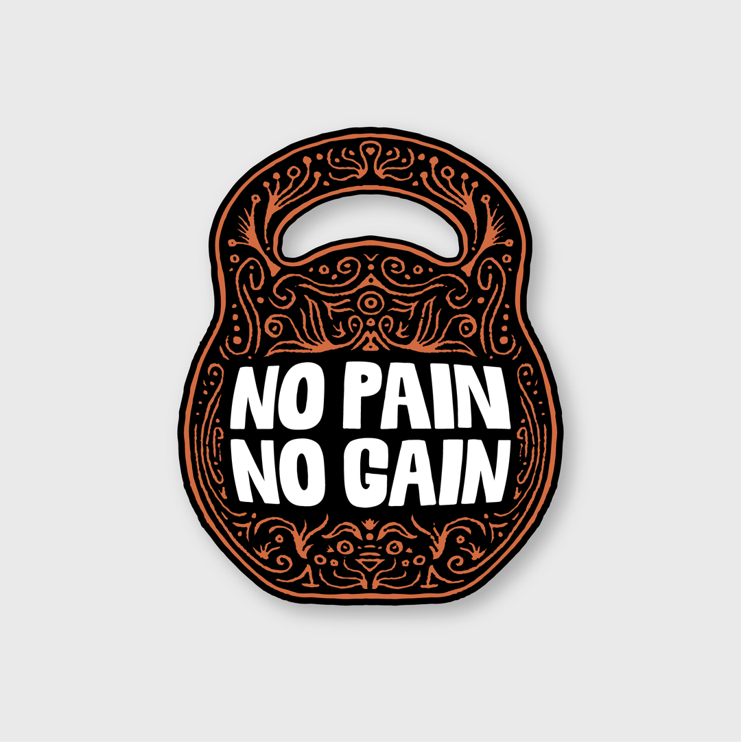 This sticker showcases a weather-resistant design in black and orange with white text. It is made from high-quality vinyl for lasting durability.