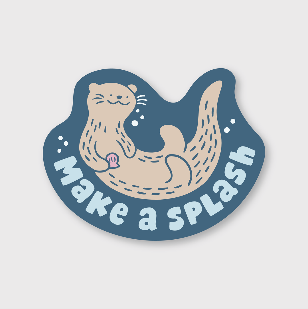 Introducing the Make A Splash Otter Sticker—an elegant die-cut vinyl sticker crafted with charm and weather-resistant precision. It's perfect for adding a playful touch to your gadgets or notebooks.