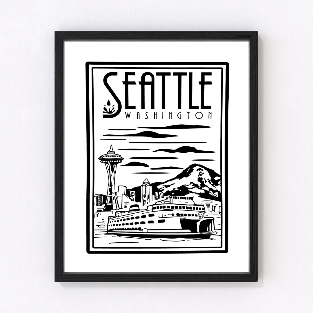 Seattle Lino Letterpress Print