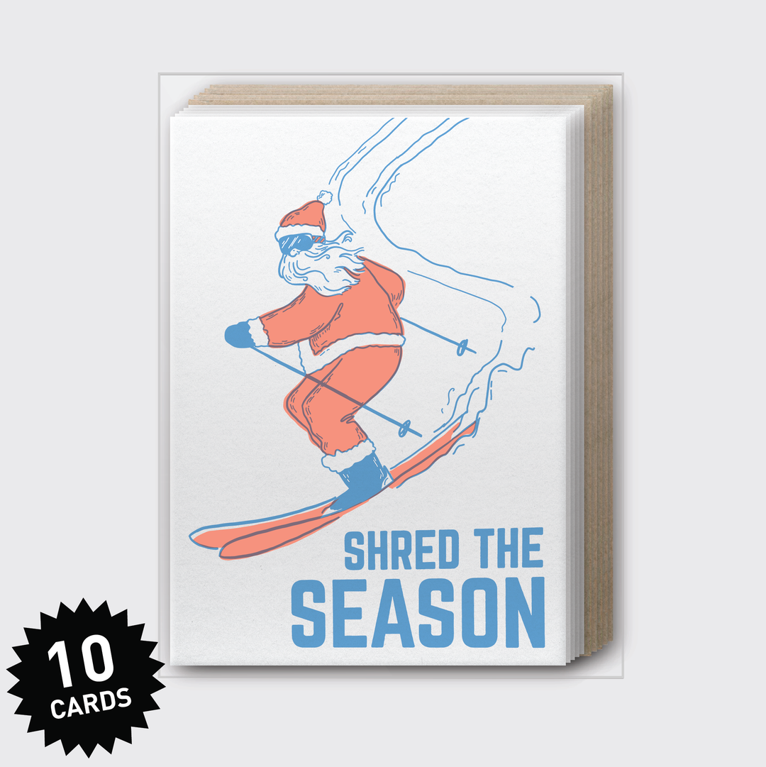 Box Set of 10 - Santa Shred Greeting Card