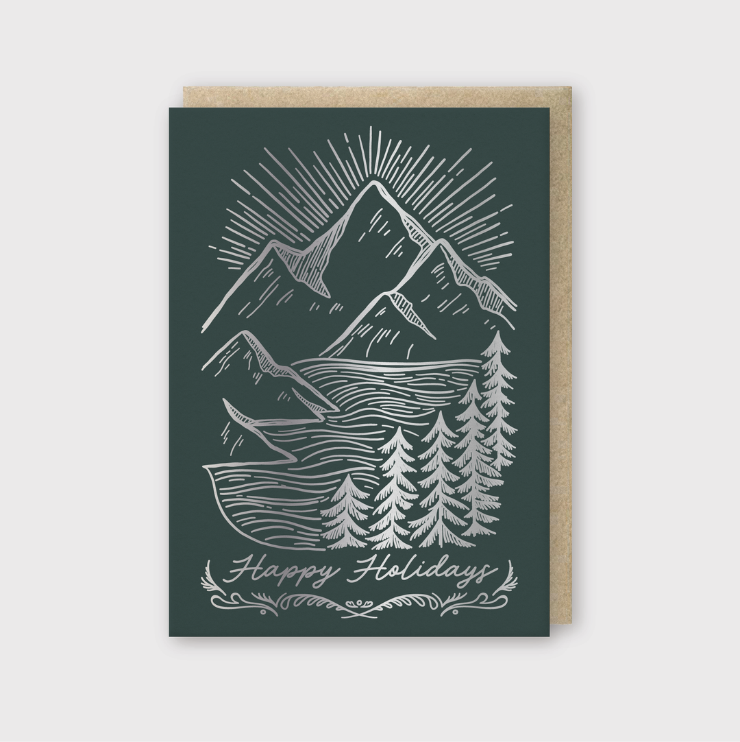 Holiday Mountainscape Silver Foil - Pike Street Press