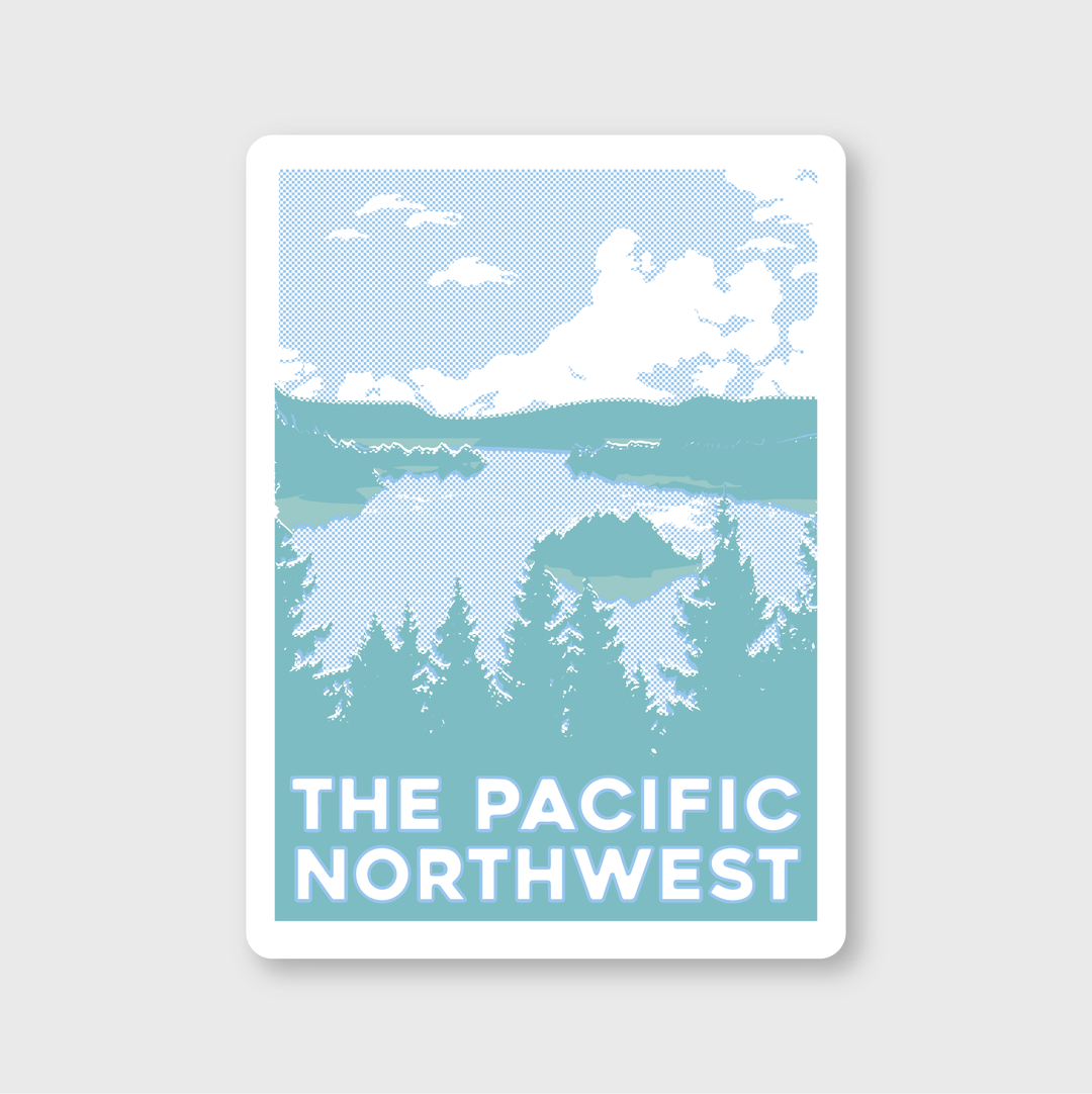 To create a design similar to the "PNW Waterscape Sticker," you can start by illustrating a serene landscape. Focus on elements like trees, mountains, and clouds using a palette of pale blue and white to capture the tranquil atmosphere of the Pacific Northwest. Incorporate details that highlight Seattle’s natural beauty and consider adding text that reads “The Pacific Northwest” in an elegant font for a complete look.