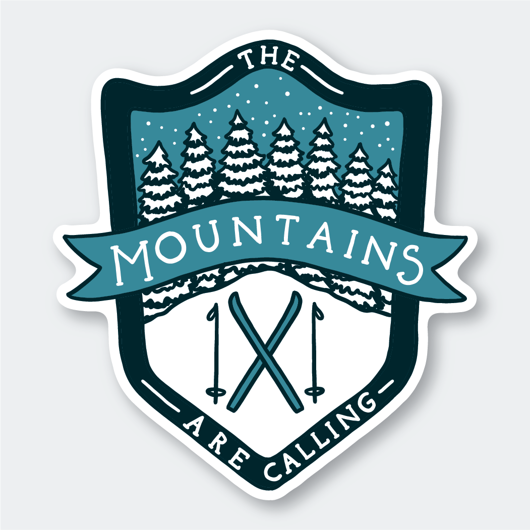Mountains Calling Ski Sticker
